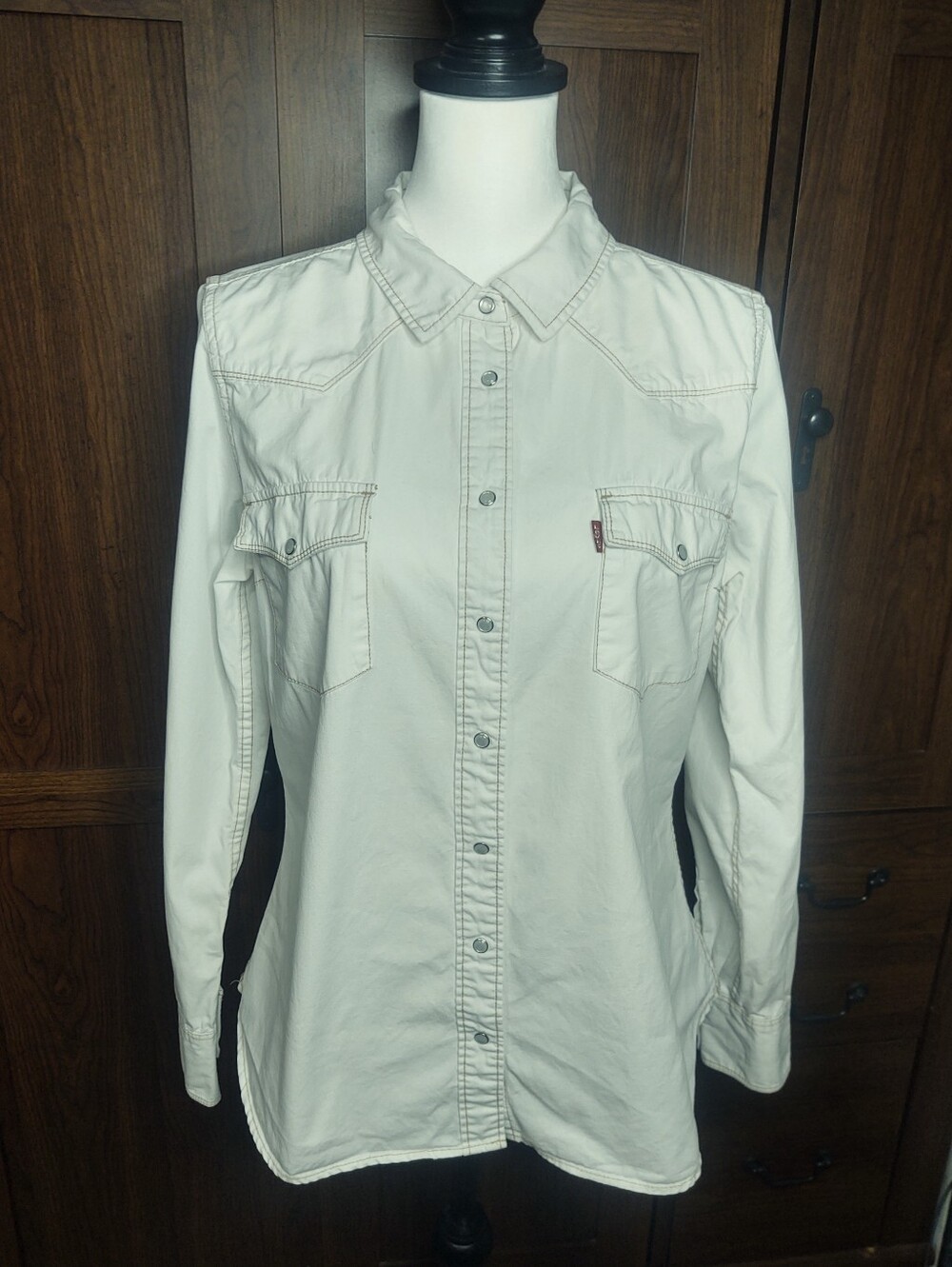 Levi's Womens Western Pearl Snap Shirt Sz L - Picture 2 of 10